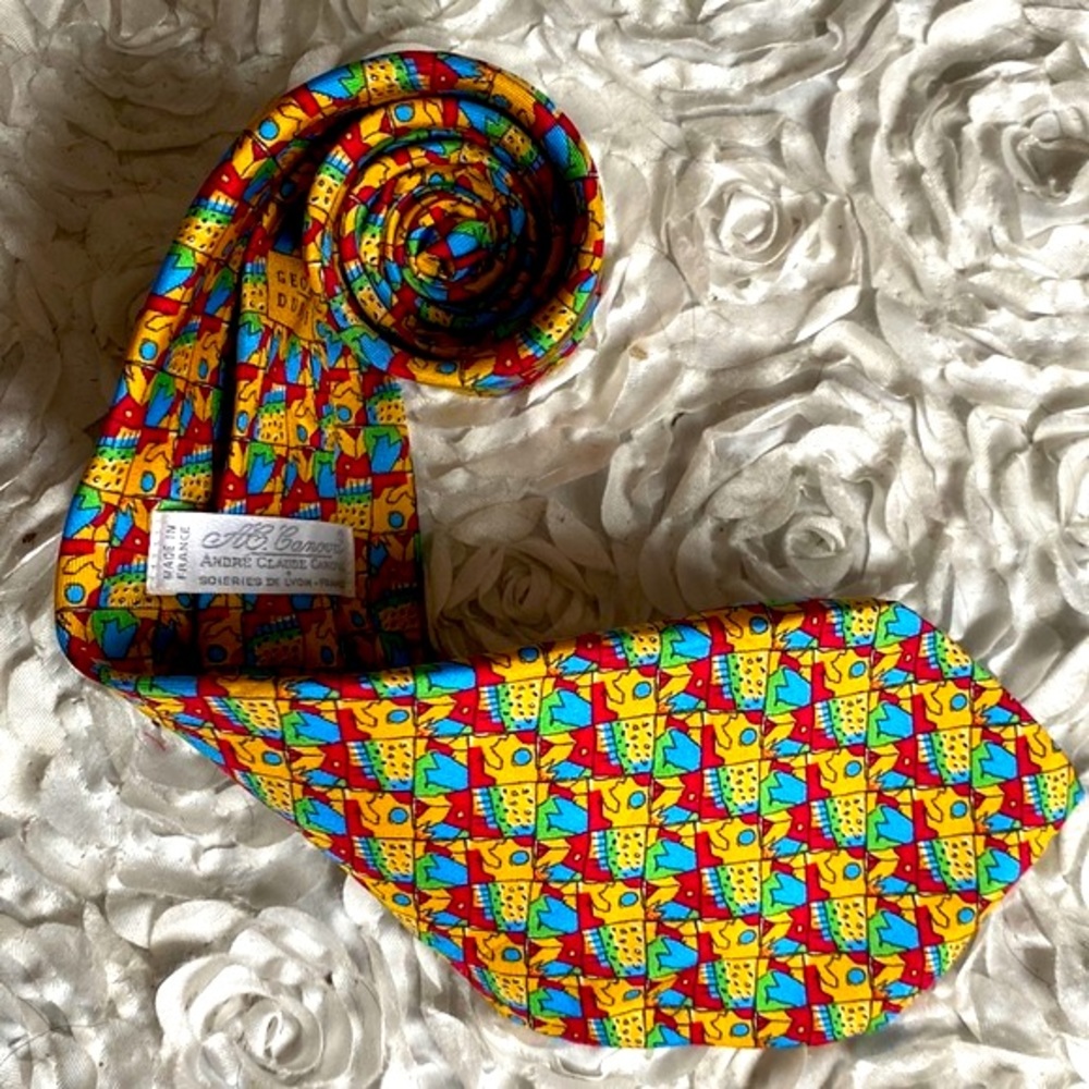 New Andre Claude Carova mens retro silk tie